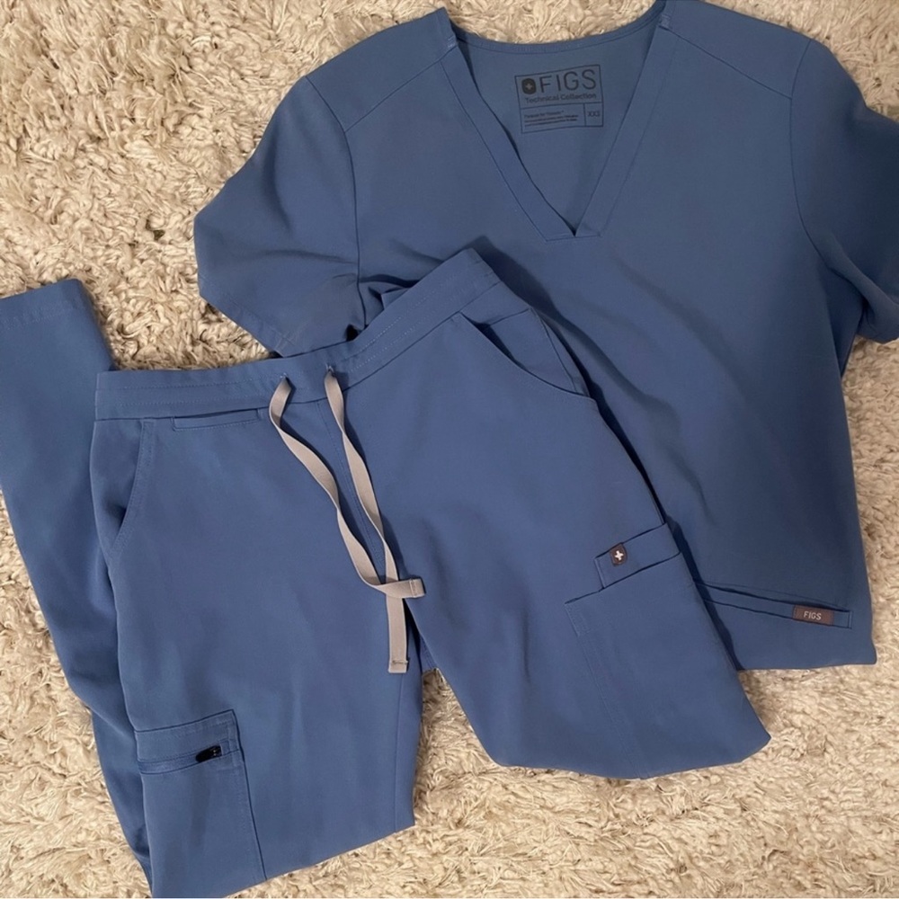 Figs Ceil Blue Top & Bottom Both XXS.